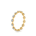 Load image into Gallery viewer, Eternity Scattered Affordable Lab Diamond Round Cut Women Band In 14K Yellow Gold| Cuts &amp; Carat
