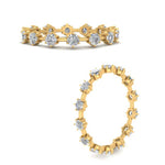 Load image into Gallery viewer, Eternity Scattered Affordable Lab Diamond Round Cut Women Band In 14K Yellow Gold| Cuts &amp; Carat
