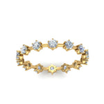 Load image into Gallery viewer, Eternity Scattered Affordable Lab Diamond Round Cut Women Band In 14K Yellow Gold| Cuts &amp; Carat
