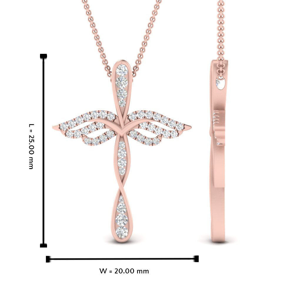 0.25 Ctw Lab Diamond Cross Angel Pendant