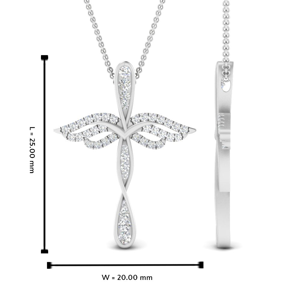 0.25 Ctw Lab Diamond Cross Angel Pendant