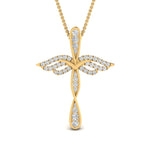 Load image into Gallery viewer, 0.26 Ctw Lab Diamond Cross Angel Pendant For Women 14K Gold
