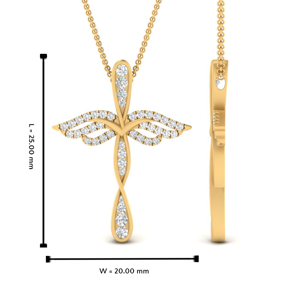 0.25 Ctw Lab Diamond Cross Angel Pendant
