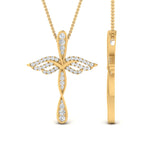 Load image into Gallery viewer, 0.26 Ctw Lab Diamond Cross Angel Pendant For Women 14K Gold
