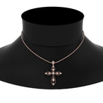 Load image into Gallery viewer, Antique Lab Diamond Cross Necklace 14K Gold
