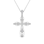 0.15 Carat lab Diamond Antique Delicate Cross Necklace For Women 14K Gold
