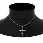 Load image into Gallery viewer, Antique Lab Diamond Cross Necklace 14K Gold
