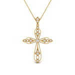 Load image into Gallery viewer, Antique Lab Diamond Cross Necklace 14K Gold
