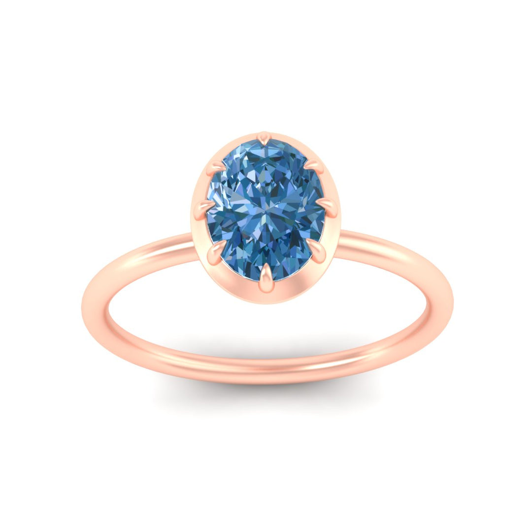 Lab Fancy Colored Solitaire Oval Antique Style Ring
