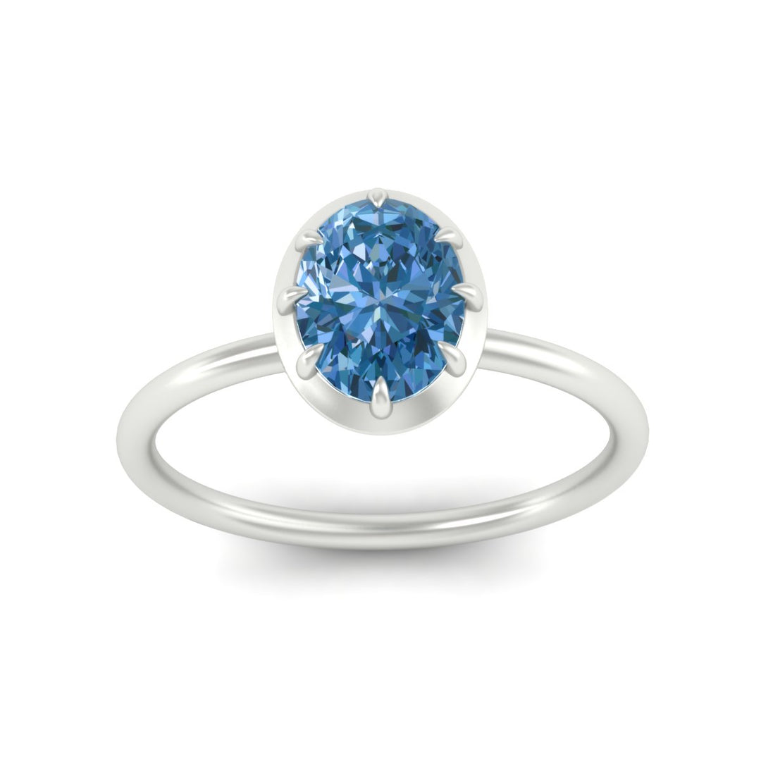 Lab Fancy Colored Solitaire Oval Antique Style Ring