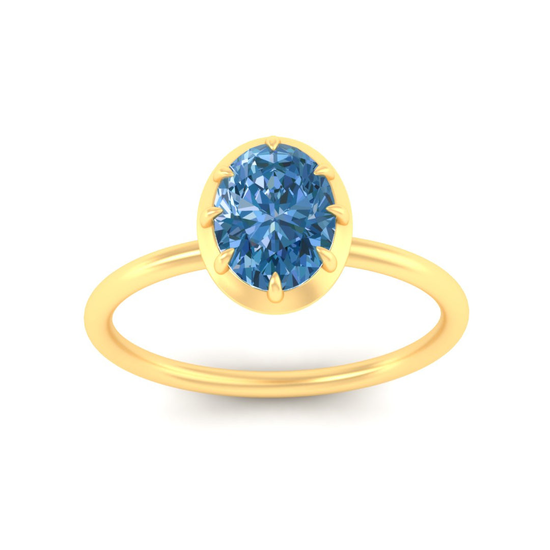 Lab Fancy Colored Solitaire Oval Antique Style Ring