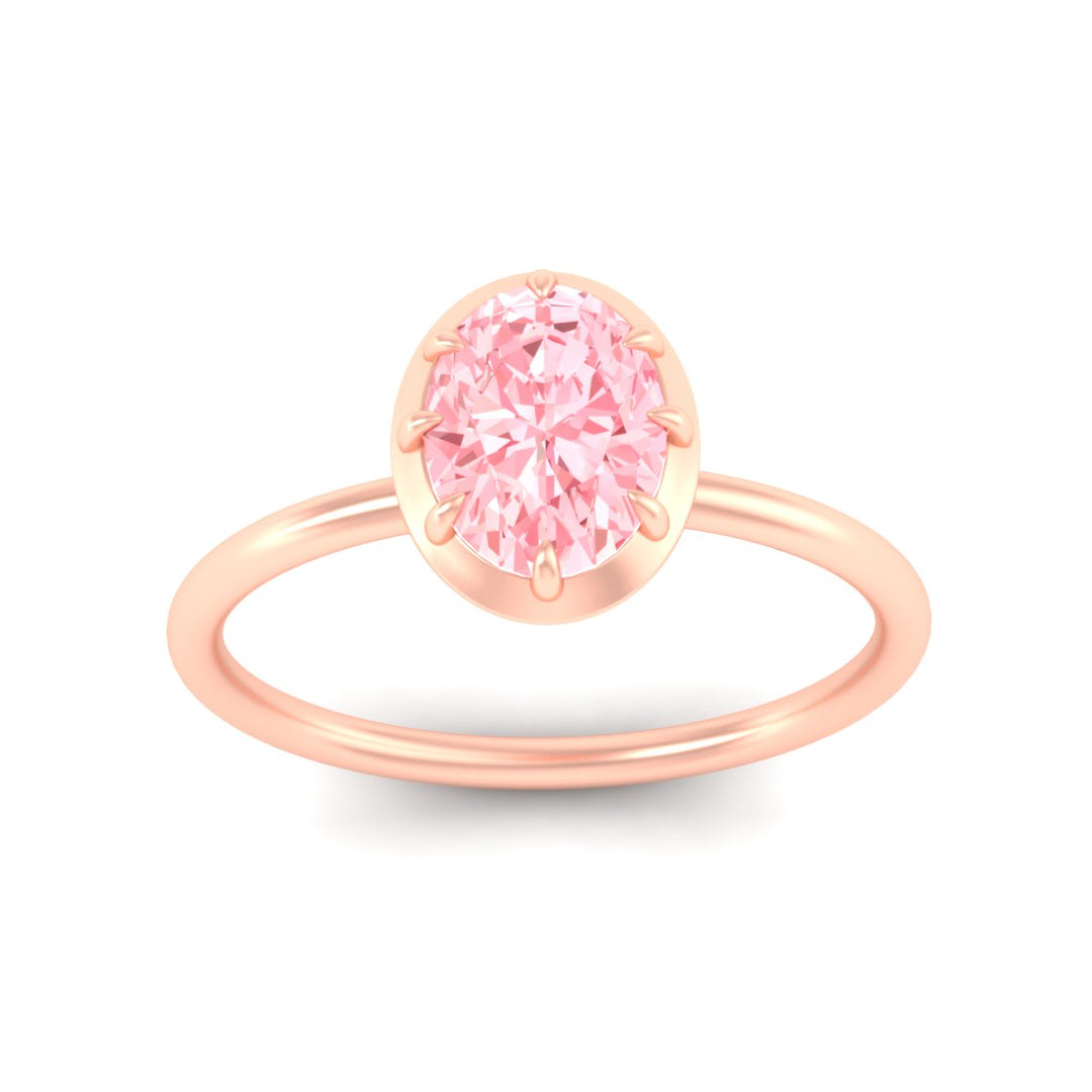 Lab Fancy Colored Solitaire Oval Antique Style Ring