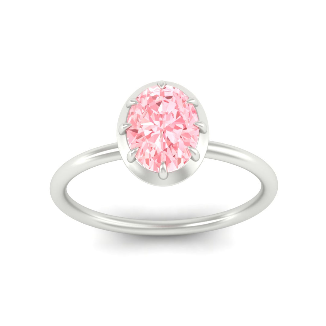 Lab Fancy Colored Solitaire Oval Antique Style Ring