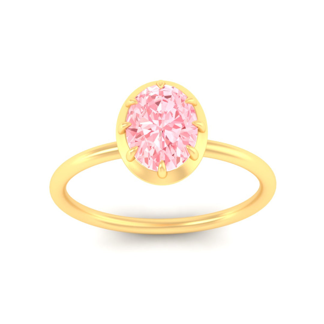 Lab Fancy Colored Solitaire Oval Antique Style Ring