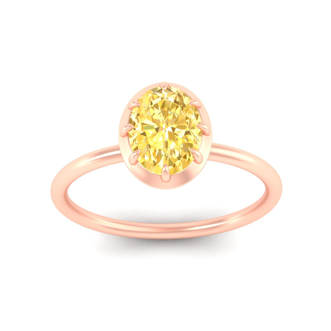 Lab Fancy Colored Solitaire Oval Antique Style Ring