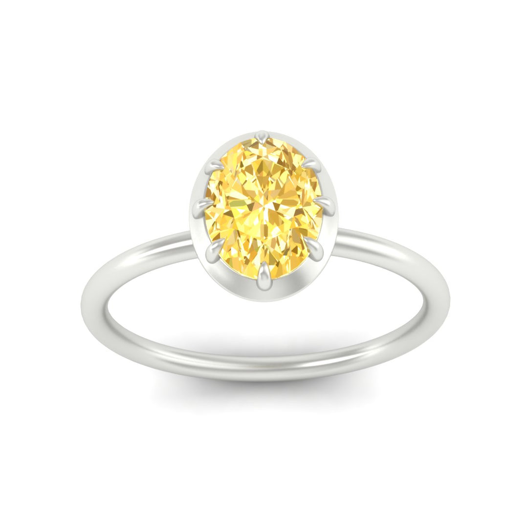 Lab Fancy Colored Solitaire Oval Antique Style Ring