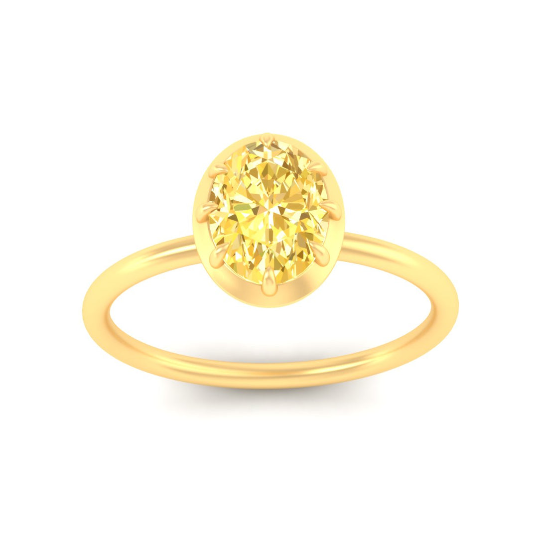 Lab Fancy Colored Solitaire Oval Antique Style Ring