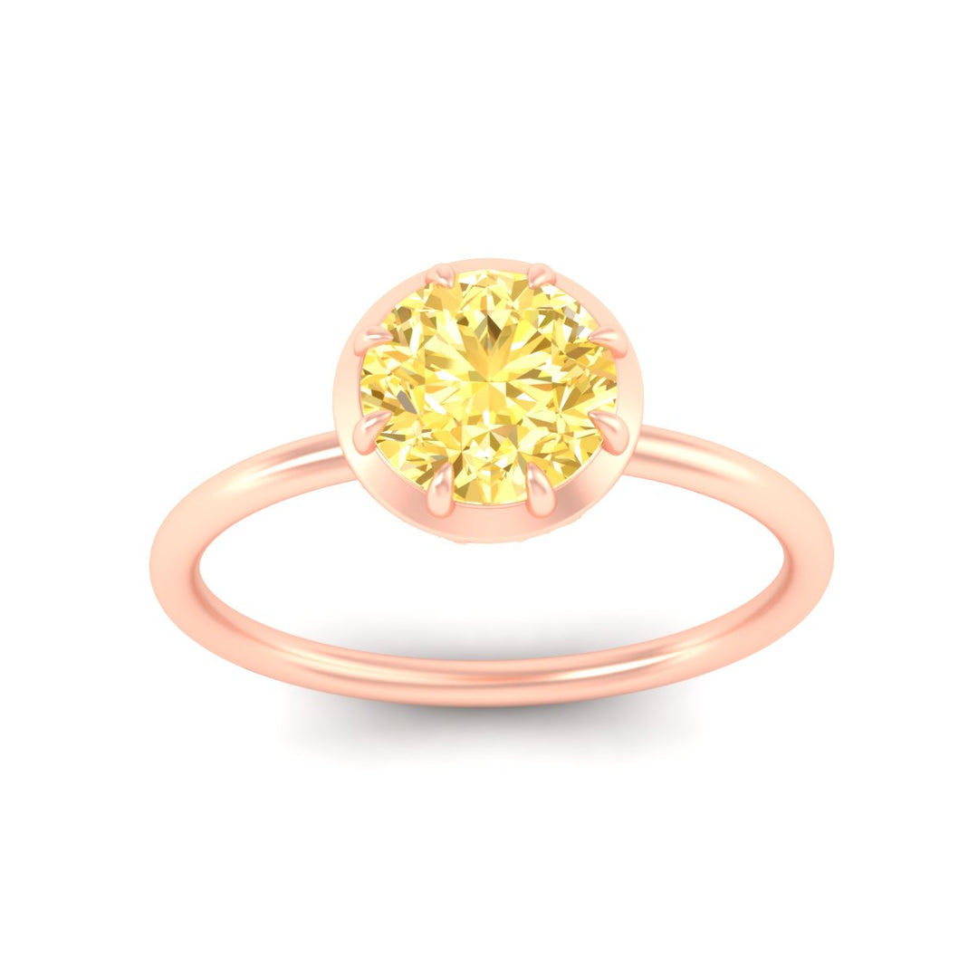 Solitaire Round Lab Fancy Colored Antique Style Engagement Ring