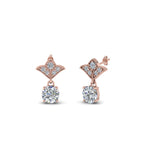 Load image into Gallery viewer, 0.50 To 2 Carat Lab Diamond Art Deco Inspired Round Drop Earring For Women 14K Gold
