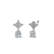 0.50 To 2 Carat Lab Diamond Art Deco Inspired Round Drop Earring For Women 14K Gold