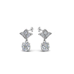 Load image into Gallery viewer, 0.50 To 2 Carat Lab Diamond Art Deco Inspired Round Drop Earring For Women 14K Gold
