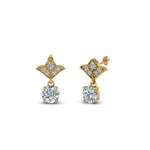 Load image into Gallery viewer, 0.50 To 2 Carat Lab Diamond Art Deco Inspired Round Drop Earring For Women 14K Gold
