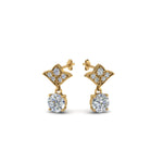 Load image into Gallery viewer, 0.50 To 2 Carat Lab Diamond Art Deco Inspired Round Drop Earring For Women 14K Gold
