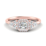 Load image into Gallery viewer, Lab Asscher Cut diamond Halo Engagement Rings 14K Rose Gold

