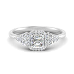 Load image into Gallery viewer, Lab Asscher Cut diamond Halo Engagement Rings 14K White Gold
