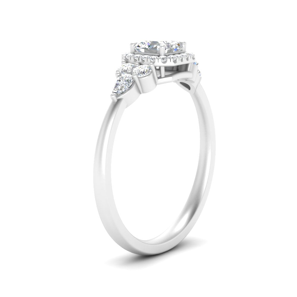 Lab Asscher Cut diamond Halo Engagement Rings 14K White Gold