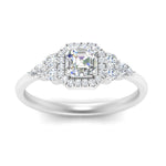 Load image into Gallery viewer, Lab Asscher Cut diamond Halo Engagement Rings 14K White Gold
