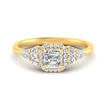 Load image into Gallery viewer, Lab Asscher Cut diamond Halo Engagement Rings 14K Yellow Gold
