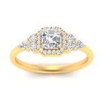 Load image into Gallery viewer, Lab Asscher Cut diamond Halo Engagement Rings 14K Yellow Gold
