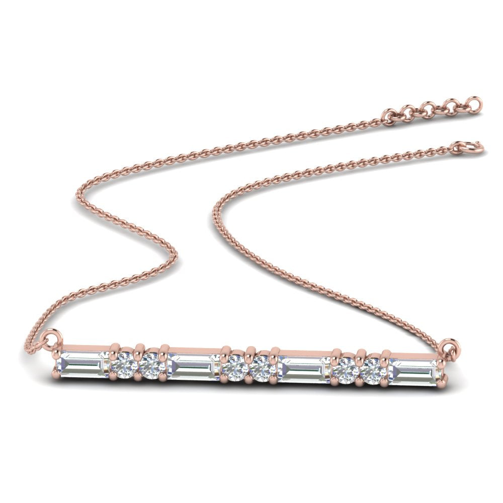 5/8 Carat Women Lab Grown Diamond Bar Necklace 14K Gold
