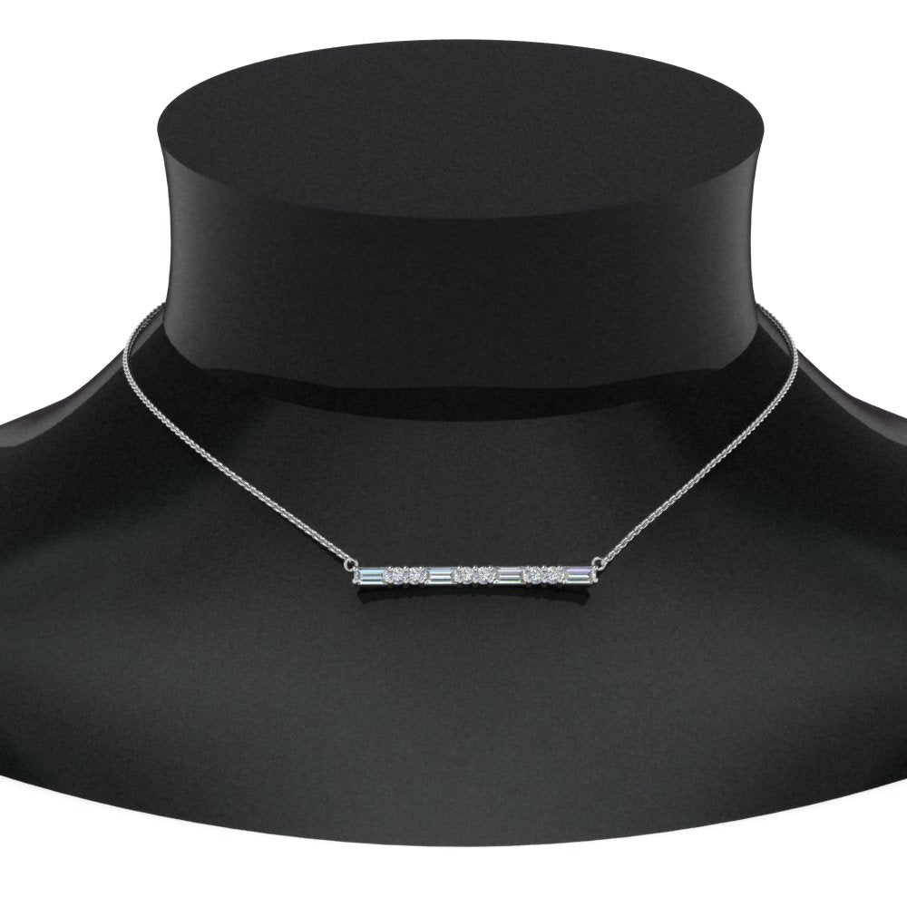 5/8 Carat Women Lab Grown Diamond Bar Necklace 14K Gold