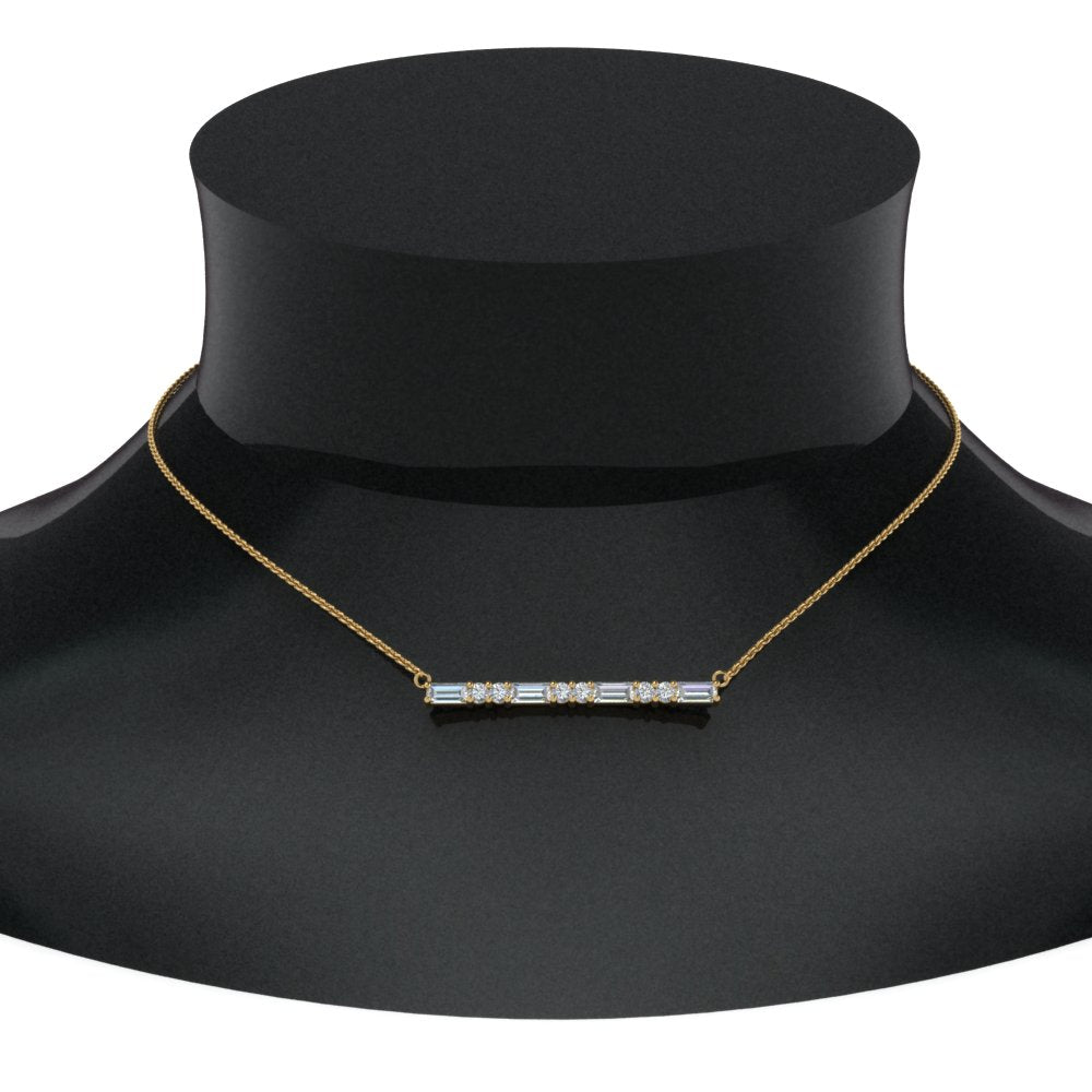 5/8 Carat Women Lab Grown Diamond Bar Necklace 14K Gold