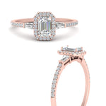 Load image into Gallery viewer, IGI Certified Halo Accented Baguette Lab Grown Diamond Women Engagement Ring In 14K Rose Gold | Cuts &amp; Carat
