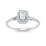 Load image into Gallery viewer, IGI Certified Halo Accented Baguette Lab Grown Diamond Women Engagement Ring In 14K White Gold | Cuts &amp; Carat
