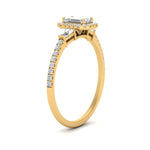 Load image into Gallery viewer, IGI Certified Halo Accented Baguette Lab Grown Diamond Women Engagement Ring In 14K Yellow Gold | Cuts &amp; Carat
