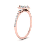 Load image into Gallery viewer, IGI Certified Halo Accented Baguette Lab Grown Diamond Women Engagement Ring In 14K Rose Gold | Cuts &amp; Carat
