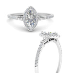 Load image into Gallery viewer, IGI Certified Halo Accented Baguette Lab Grown Diamond Women Engagement Ring In 14K White Gold | Cuts &amp; Carat
