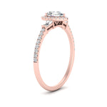 Load image into Gallery viewer, IGI Certified Halo Accented Baguette Lab Grown Diamond Women Engagement Ring In 14K Rose Gold | Cuts &amp; Carat
