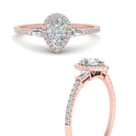 Load image into Gallery viewer, IGI Certified Halo Accented Baguette Lab Grown Diamond Women Engagement Ring In 14K Rose Gold | Cuts &amp; Carat
