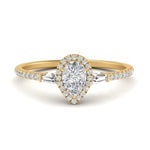Load image into Gallery viewer, IGI Certified Halo Accented Baguette Lab Grown Diamond Women Engagement Ring In 14K Yellow Gold | Cuts &amp; Carat
