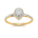 Load image into Gallery viewer, IGI Certified Halo Accented Baguette Lab Grown Diamond Women Engagement Ring In 14K Yellow Gold | Cuts &amp; Carat
