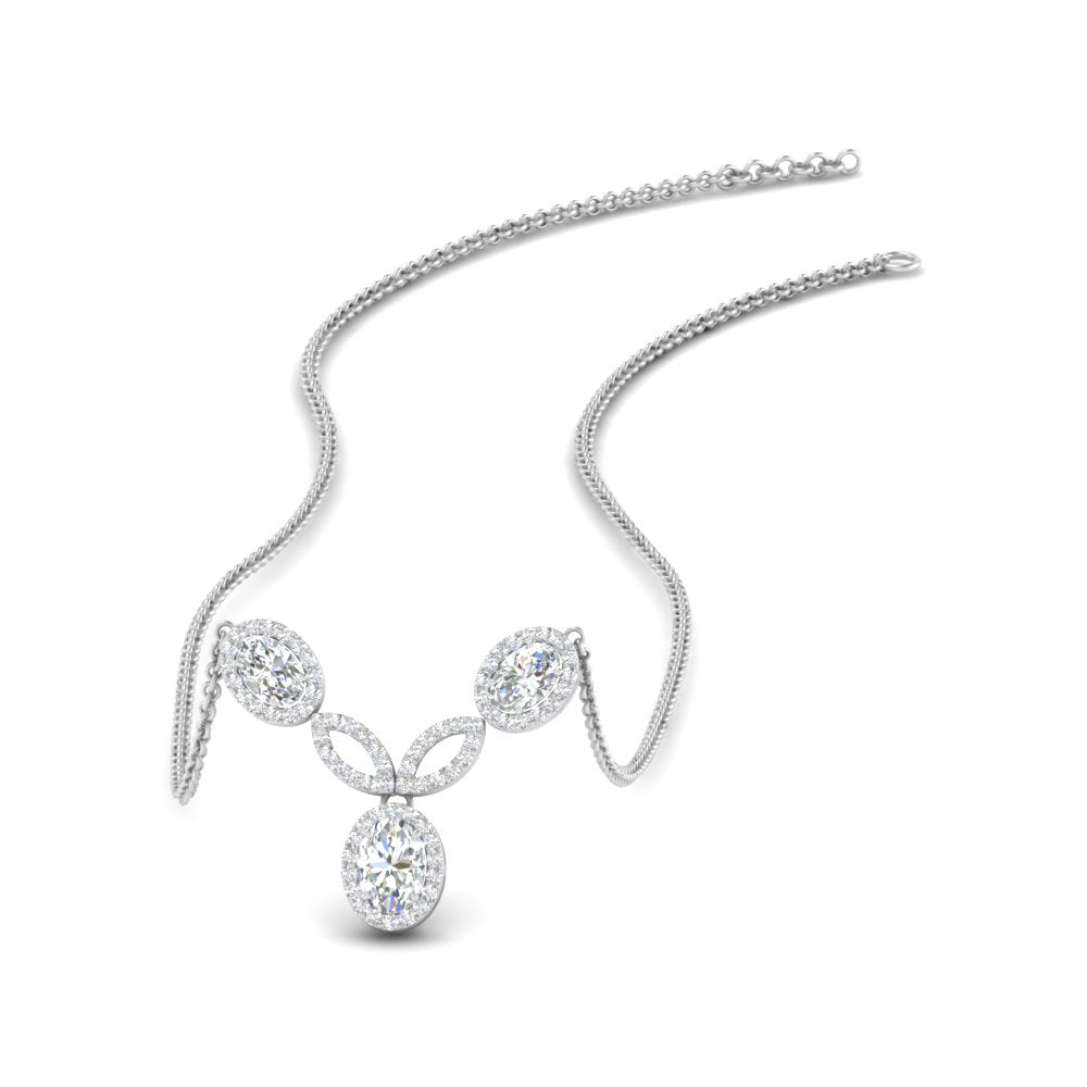 2.30 Ctw Round And Oval Cut Lab Diamond Beautiful Halo Drop Pendant For Women 14K Gold
