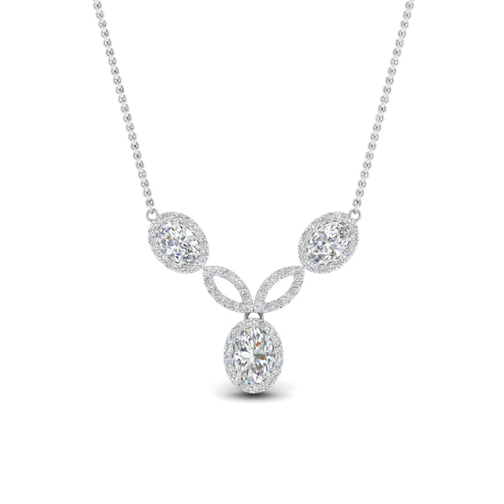 2.30 Ctw Round And Oval Cut Lab Diamond Beautiful Halo Drop Pendant For Women 14K Gold