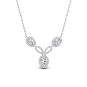 2.30 Ctw Round And Oval Cut Lab Diamond Beautiful Halo Drop Pendant For Women 14K Gold