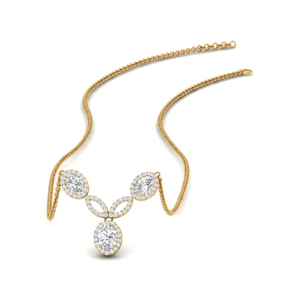 Beautiful Lab Diamond Halo Drop Pendant 14K Gold