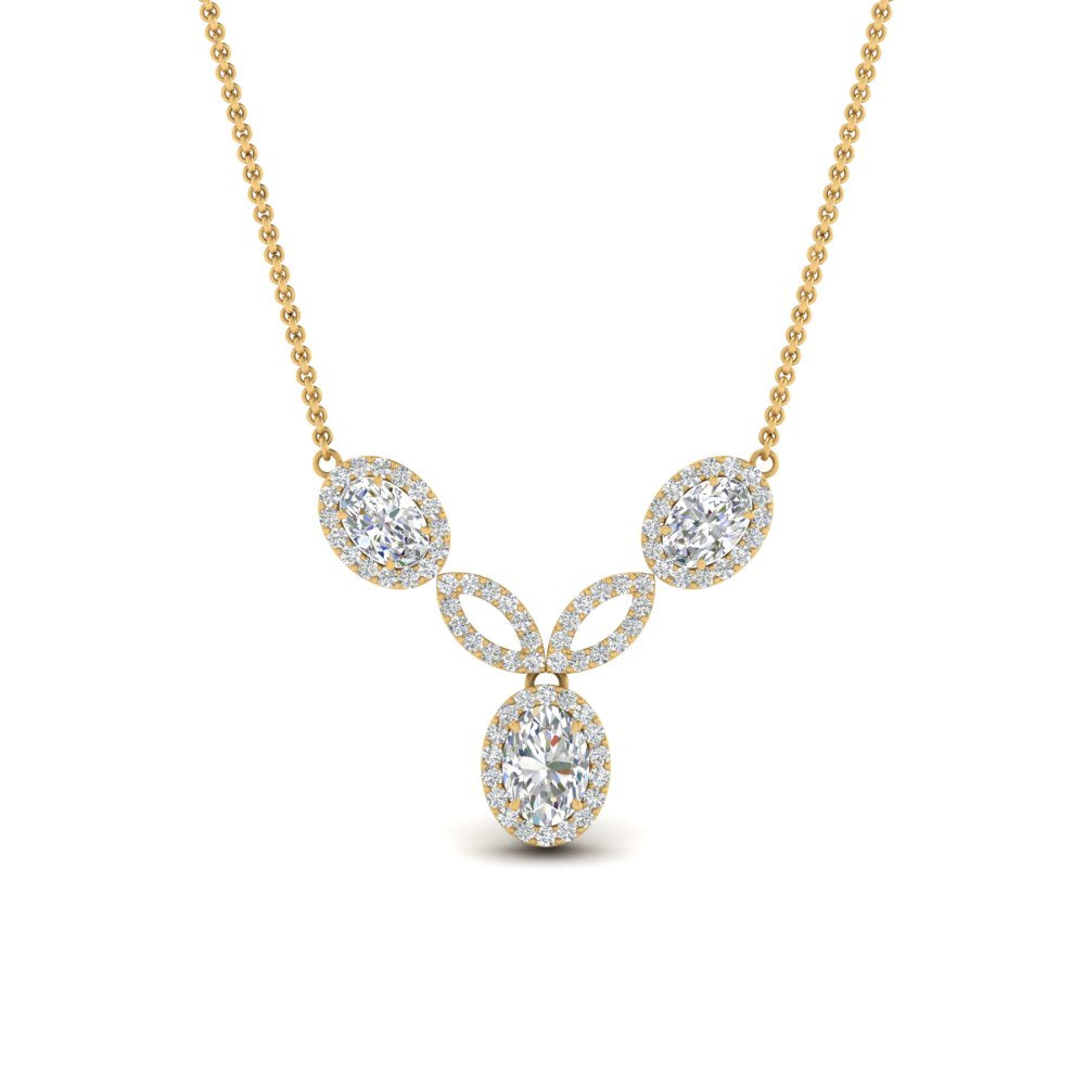 Beautiful Lab Diamond Halo Drop Pendant 14K Gold